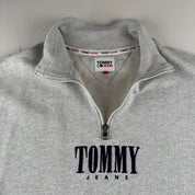 Tommy Jeans Embroidered Centre Spellout Half Zip Jumper L