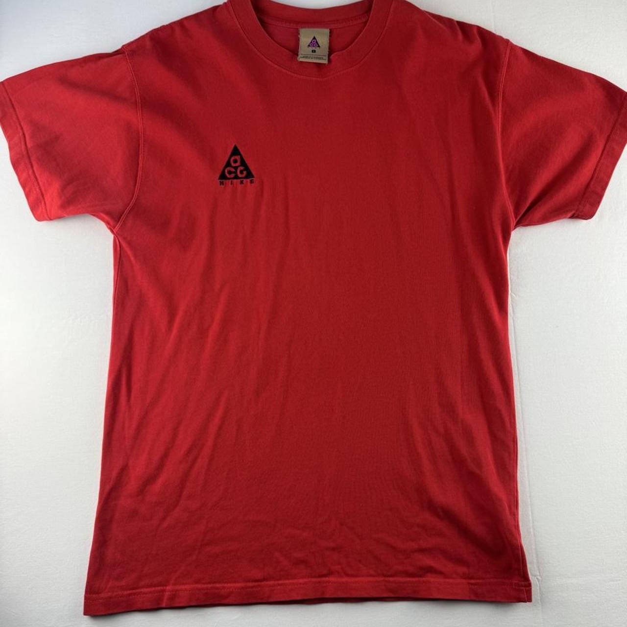 Red Nike ACG Embroidered Spellout T-Shirt S