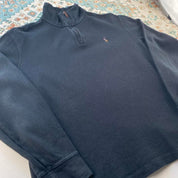 Polo Ralph Lauren black and brown quarter zip jumper with embroidered logo and soft fabric.