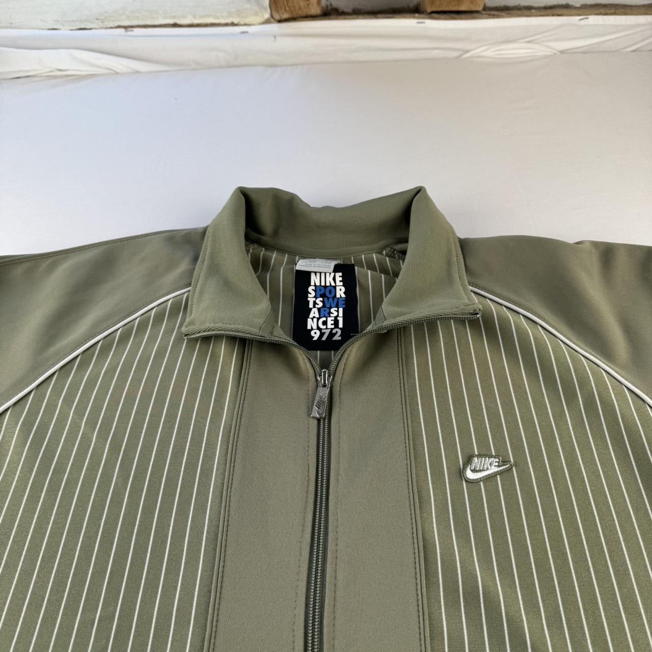 Mid 2000s Nike Embroidered Khaki Pinstripe Track Jacket XL