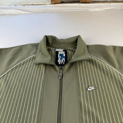 Mid 2000s Nike Embroidered Khaki Pinstripe Track Jacket XL