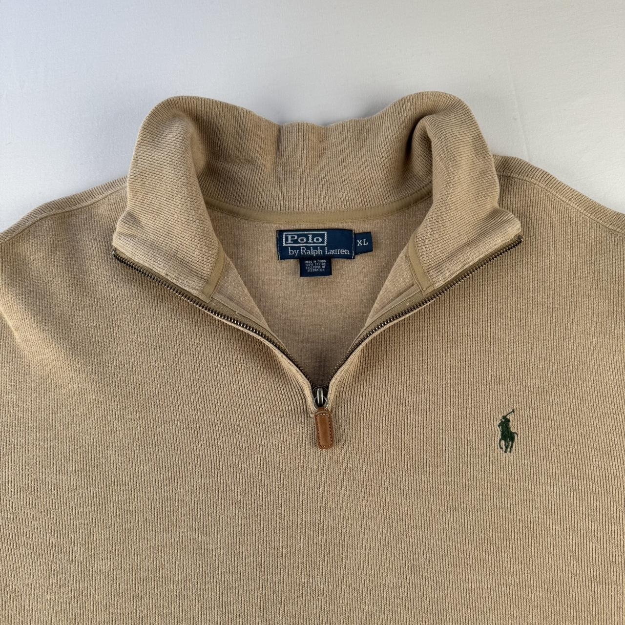 Polo Ralph Lauren Beige with Green Pony Quarter Zip Fleece XL