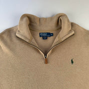 Polo Ralph Lauren Beige with Green Pony Quarter Zip Fleece XL