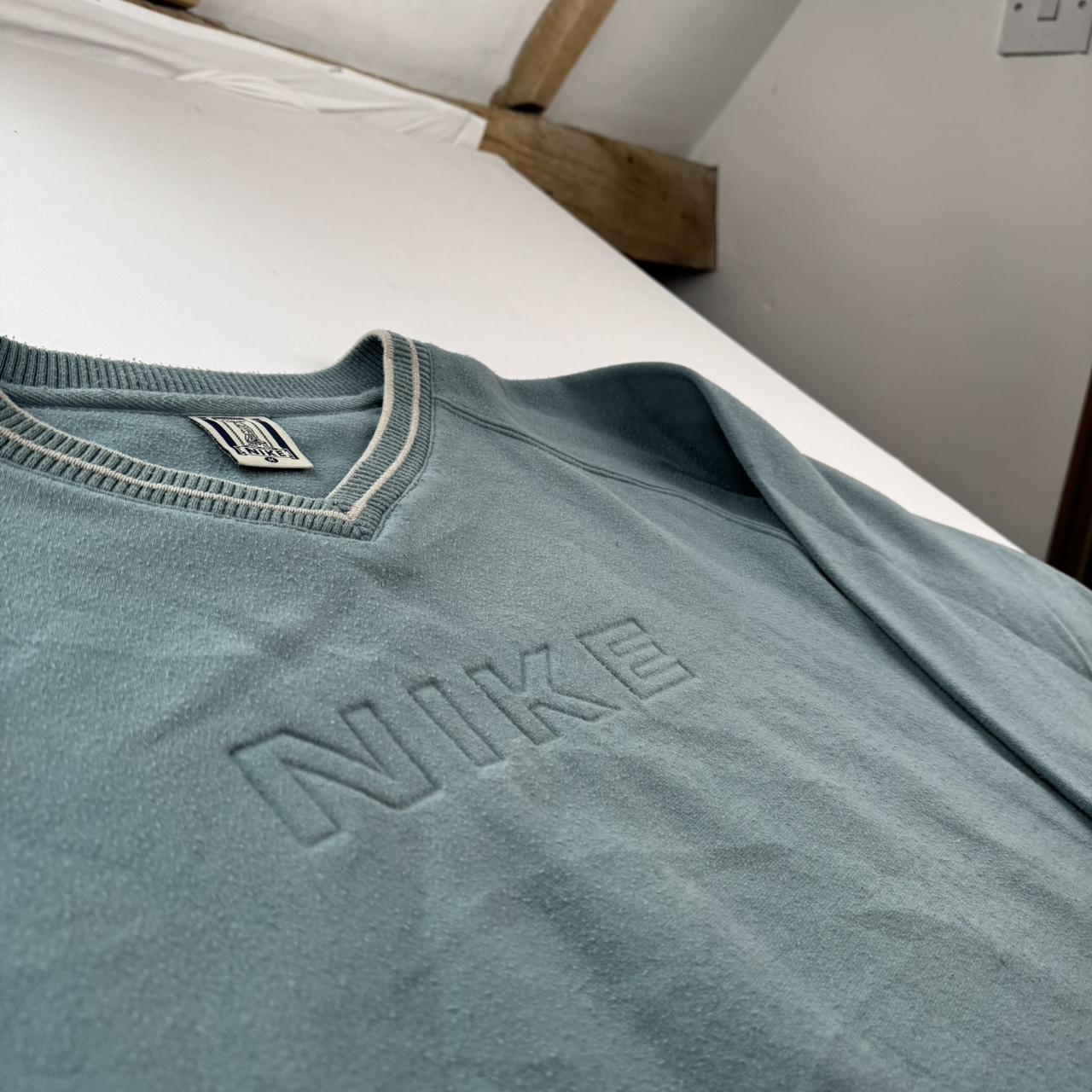 1990s Nike Embroidered Spellout V-Neck Jumper S