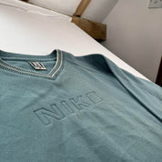 1990s Nike Embroidered Spellout V-Neck Jumper S