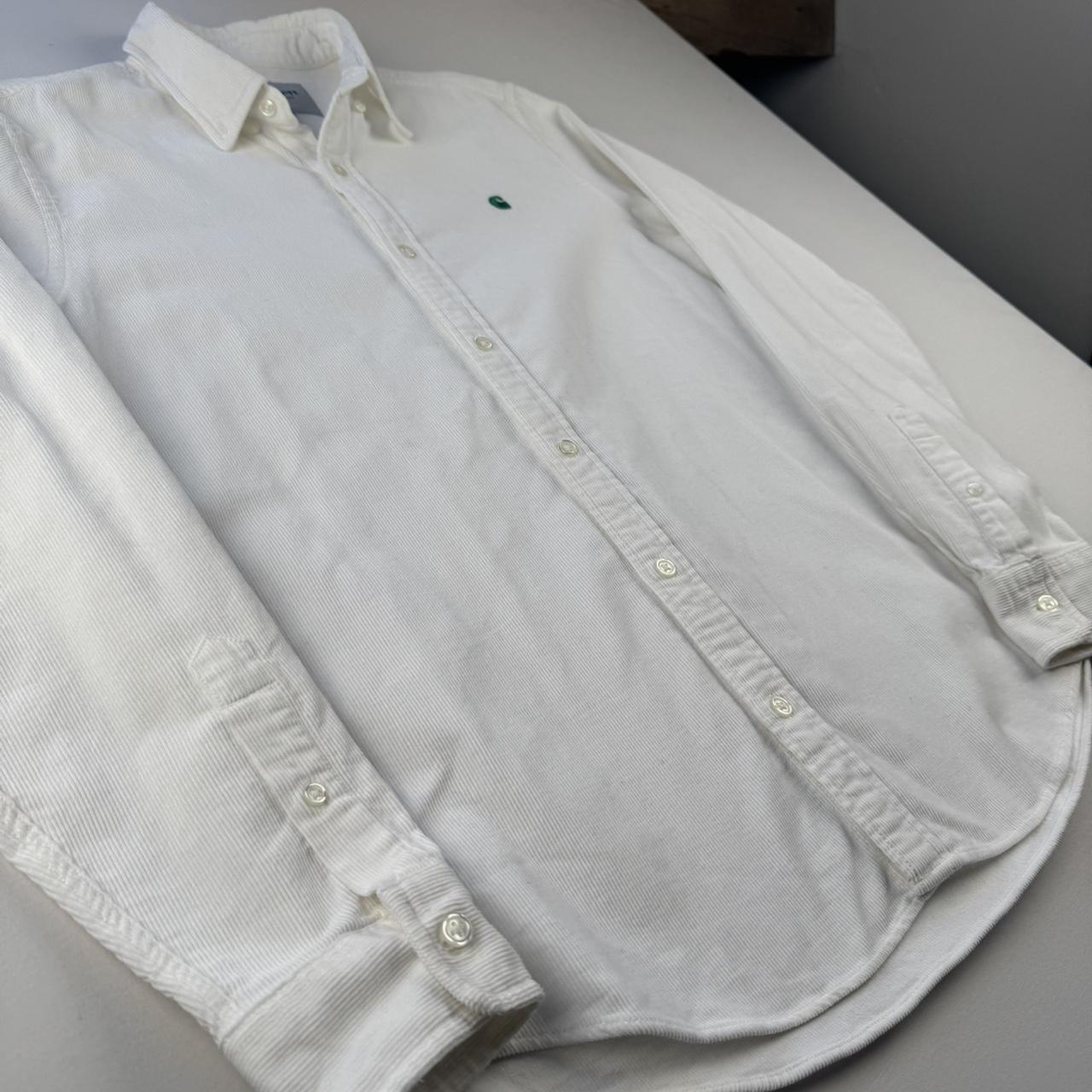 Carhartt WIP White and Green Corduroy Button Down Shirt S