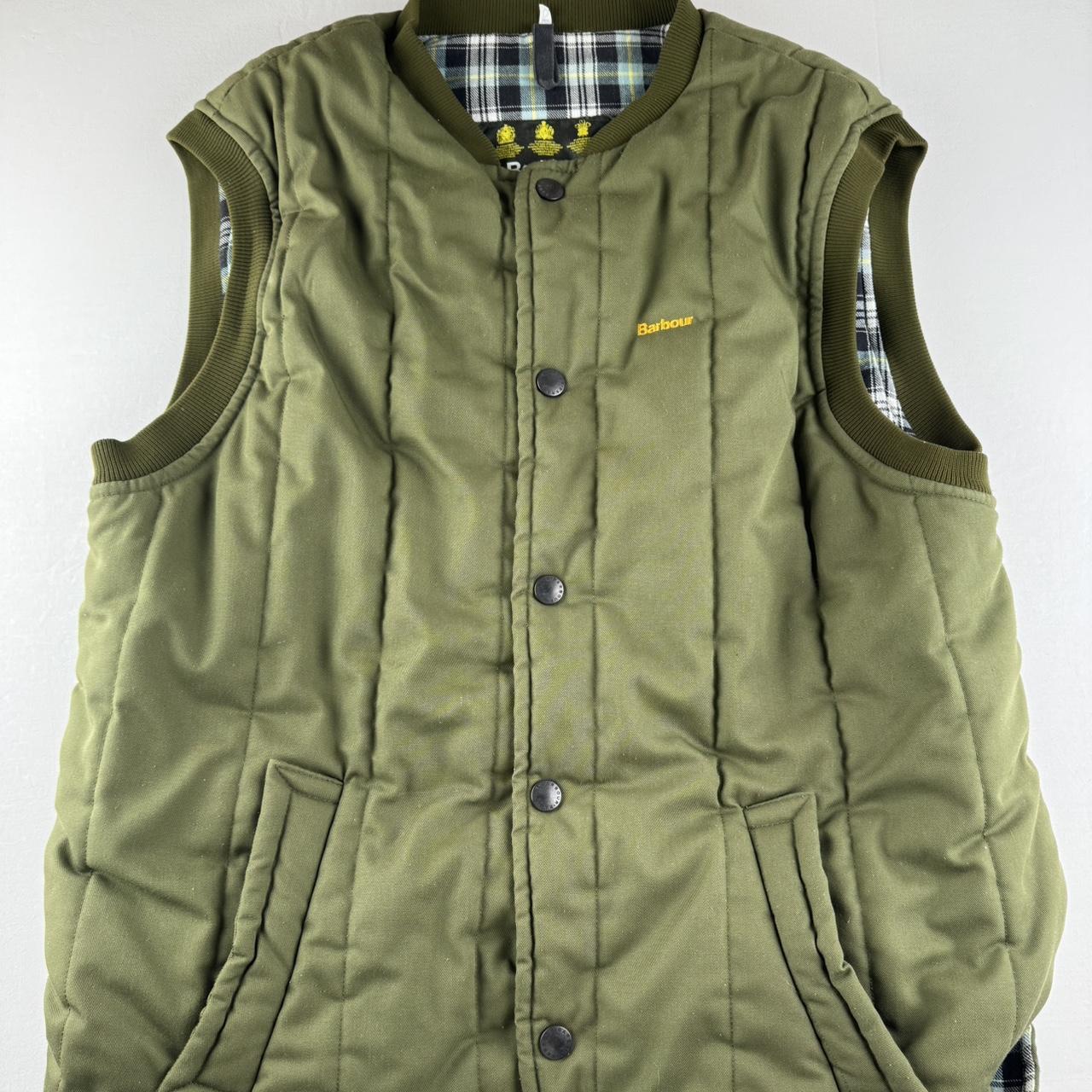 Barbour Embroidered Plaid Lining Puffer Gilet M