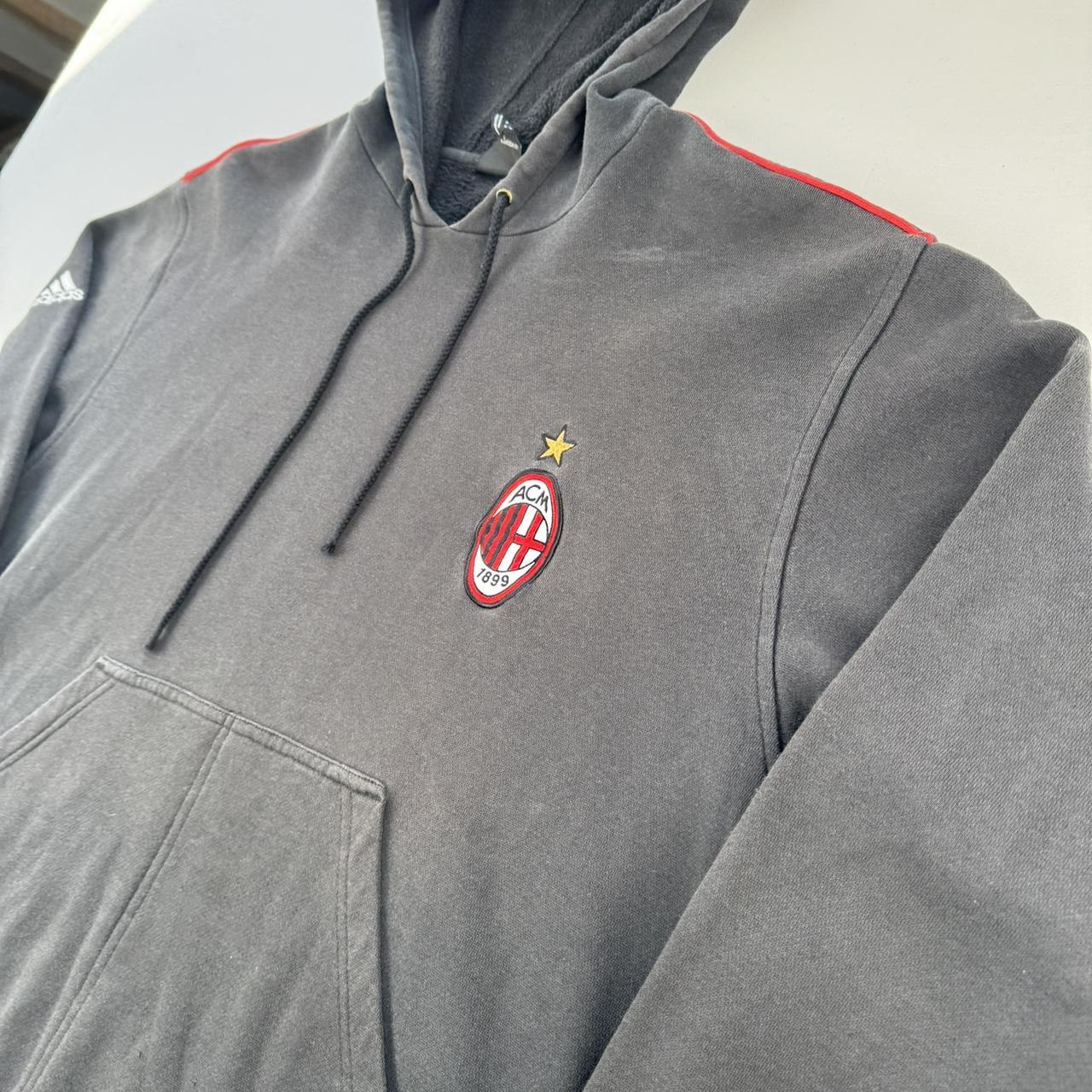 Mens AC Milan Adidas Embroidered Oversized Hoodie L