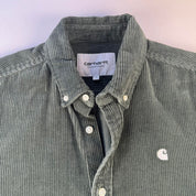 Dark Green Carhartt WIP Long Sleeve Madison Corduroy Button Down Shirt XS