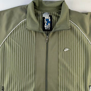 Mid 2000s Nike Embroidered Khaki Pinstripe Track Jacket XL