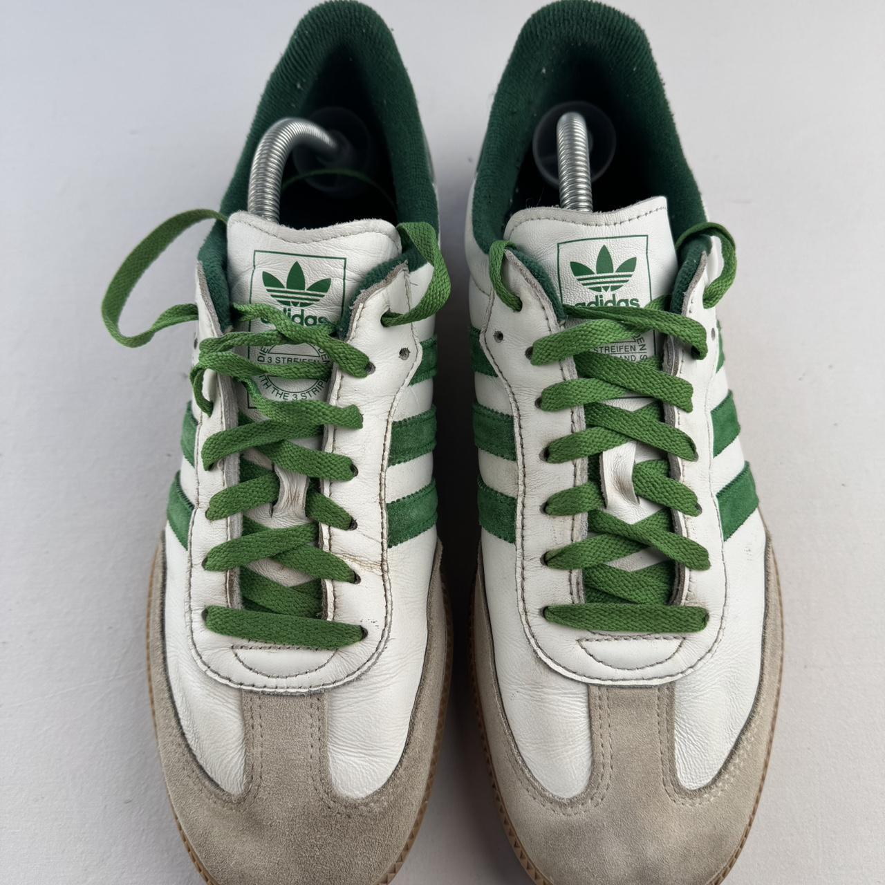 Adidas White and Green Samba OG UK10