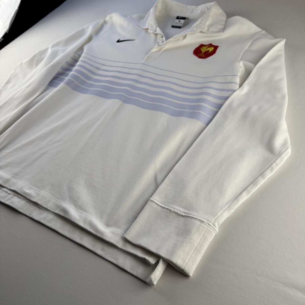 2009 Nike France Rugby Striped Rugby Polo Shirt L
