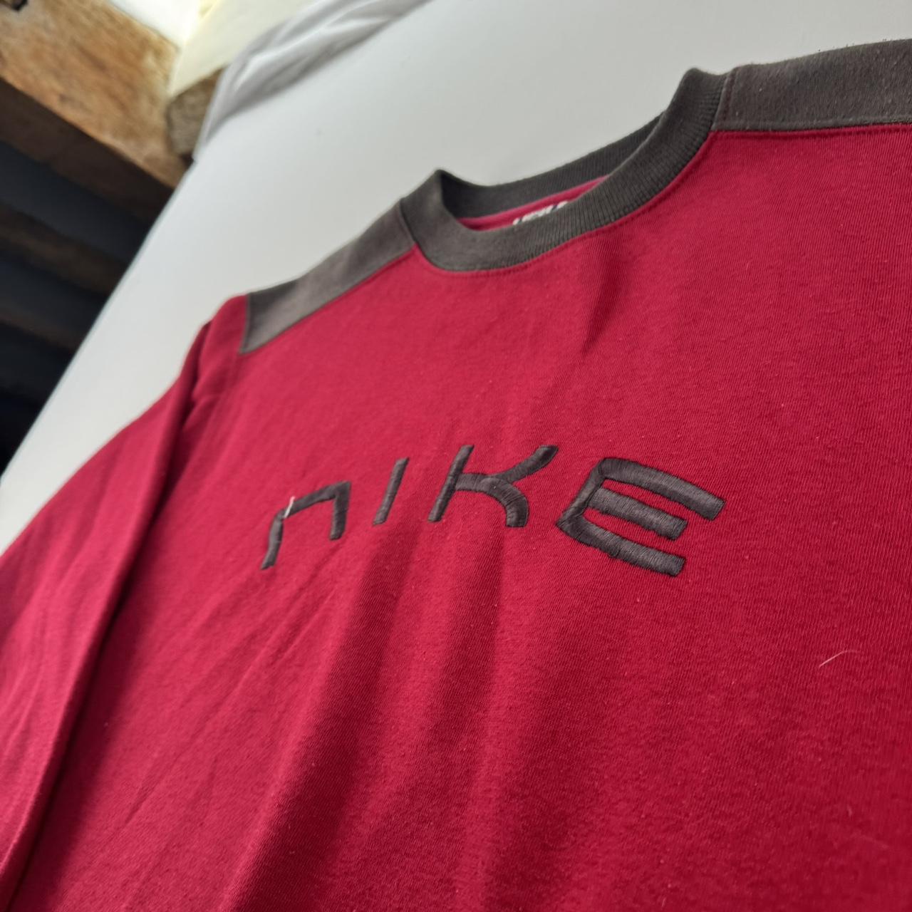 1990s Nike Embroidered Spellout Burgundy Womens Sweatshirt 14