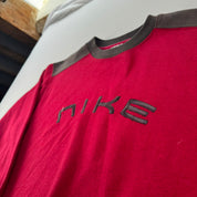 1990s Nike Embroidered Spellout Burgundy Womens Sweatshirt 14