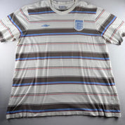 Early 2000s Umbro Casual Striped England Football T-Shirt XXL