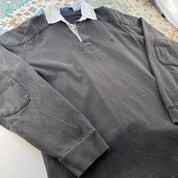 Polo Ralph Lauren grey rugby polo shirt with embroidered logo and thick fabric.