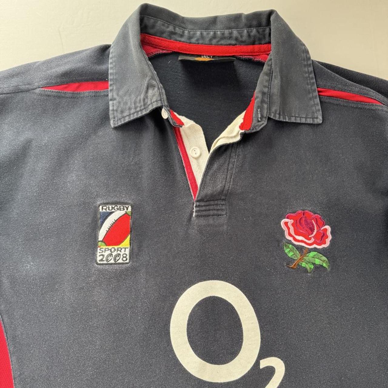England Early 2000s Rugby 7s Thick Rugby Polo Shirt XL
