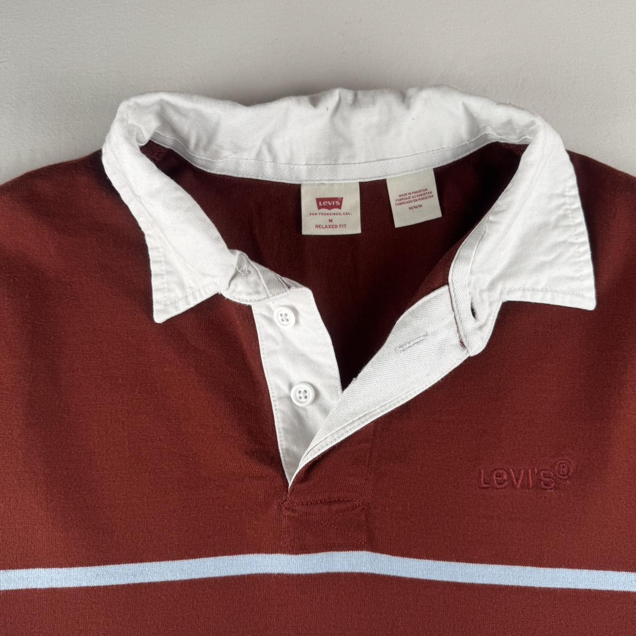 Levi's Embroidered Spellout Striped Rugby Polo Shirt M