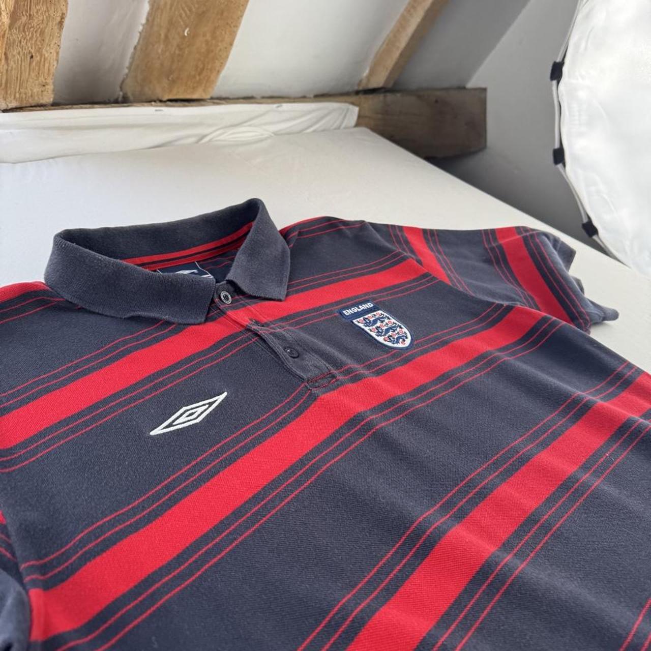 2004 Umbro Embroidered England Football Striped Polo Top XL