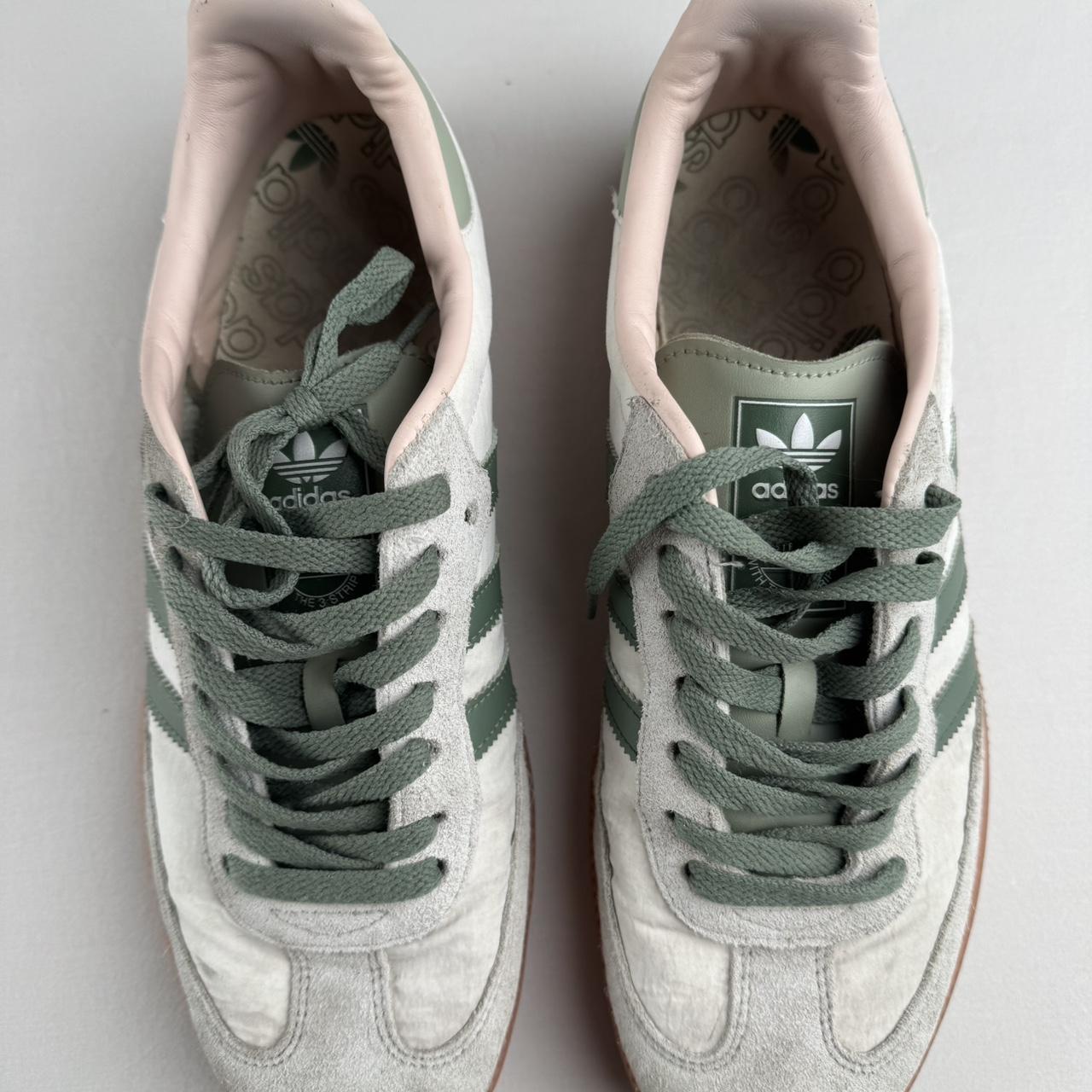 Adidas White and Green Sambas OG UK9