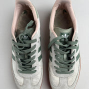 Adidas White and Green Sambas OG UK9
