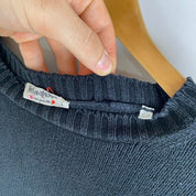 Yves Saint Laurent grey knitted jumper 1990s style with relaxed fit and ribbed texture.