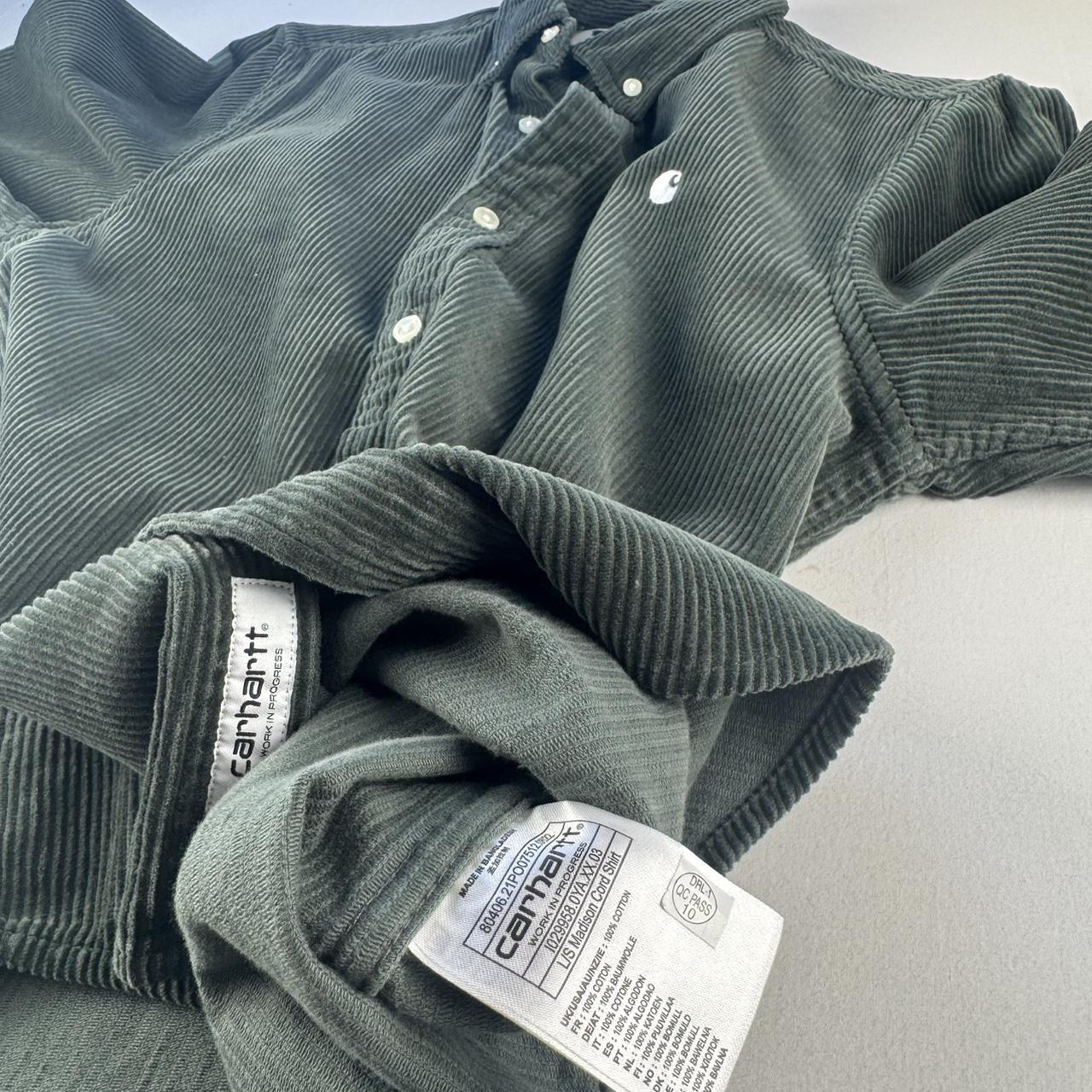 Dark Green Carhartt WIP Long Sleeve Madison Corduroy Button Down Shirt XS