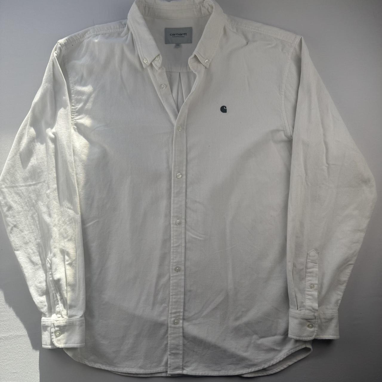 White Carhartt WIP Long Sleeve Madison Corduroy Button Down Shirt XXL