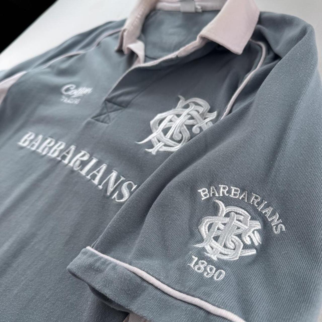 Salmon Pink Sky Blue Cotton Traders Barbarians Rugby Polo Shirt XL