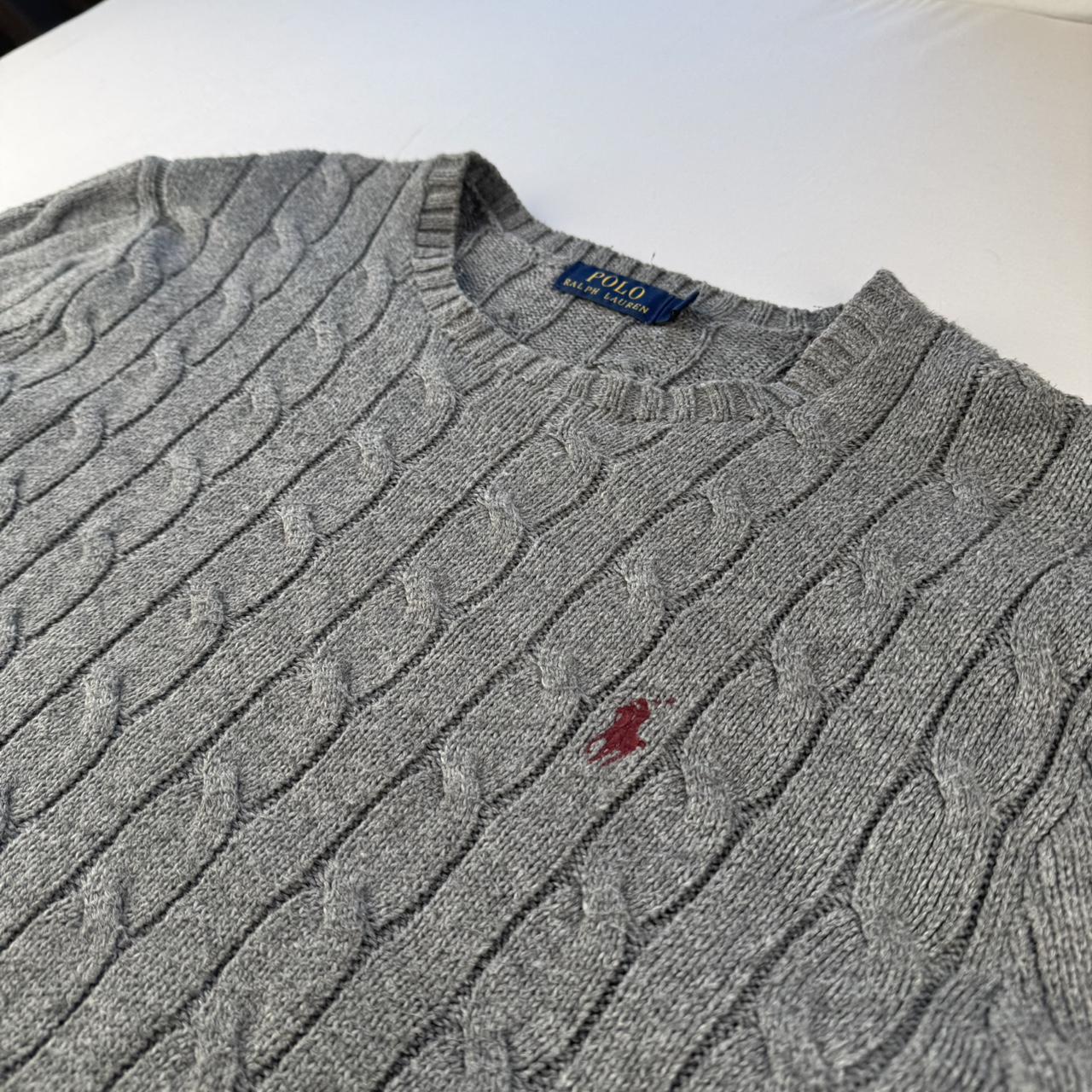 Polo Ralph Lauren Grey Cotton Cableknit Jumper M