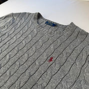 Polo Ralph Lauren Grey Cotton Cableknit Jumper M