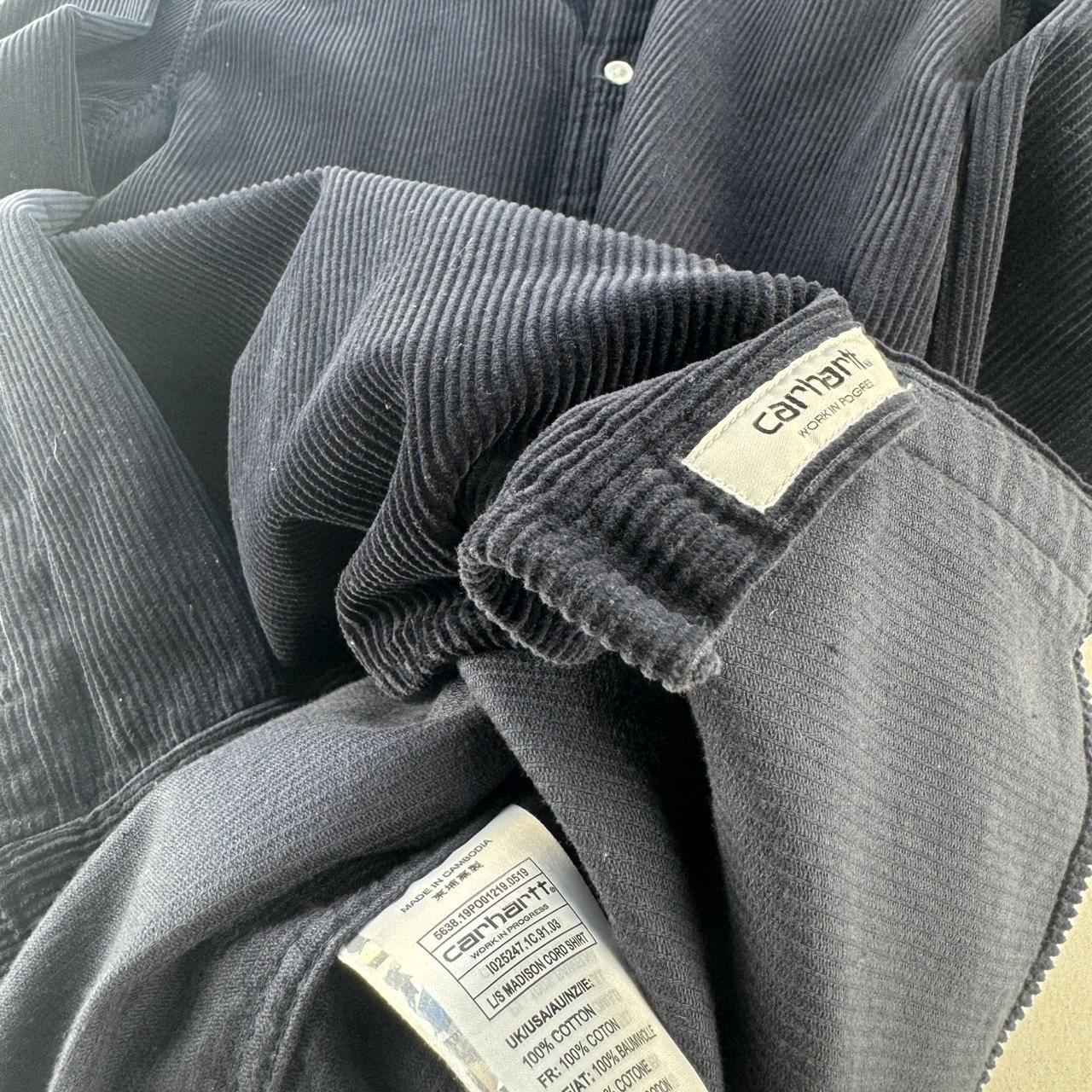 Navy Carhartt WIP Long Sleeve Madison Corduroy Button Down Shirt L
