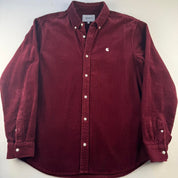 Burgundy Carhartt WIP Long Sleeve Madison Corduroy Button Down Shirt L