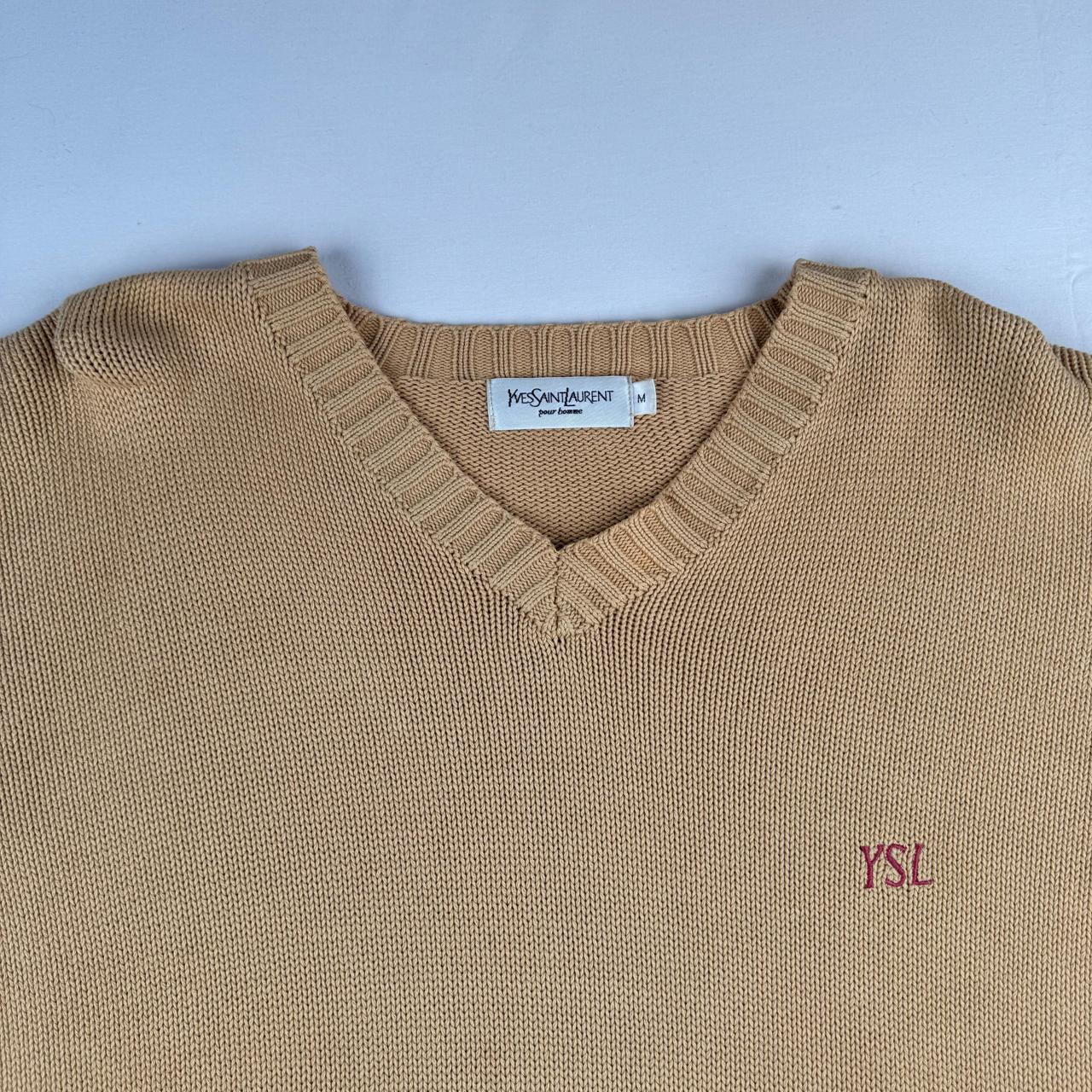 Yves Saint Laurent Crewneck Knit Sweater in Beige Size M