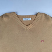 Yves Saint Laurent Crewneck Knit Sweater in Beige Size M