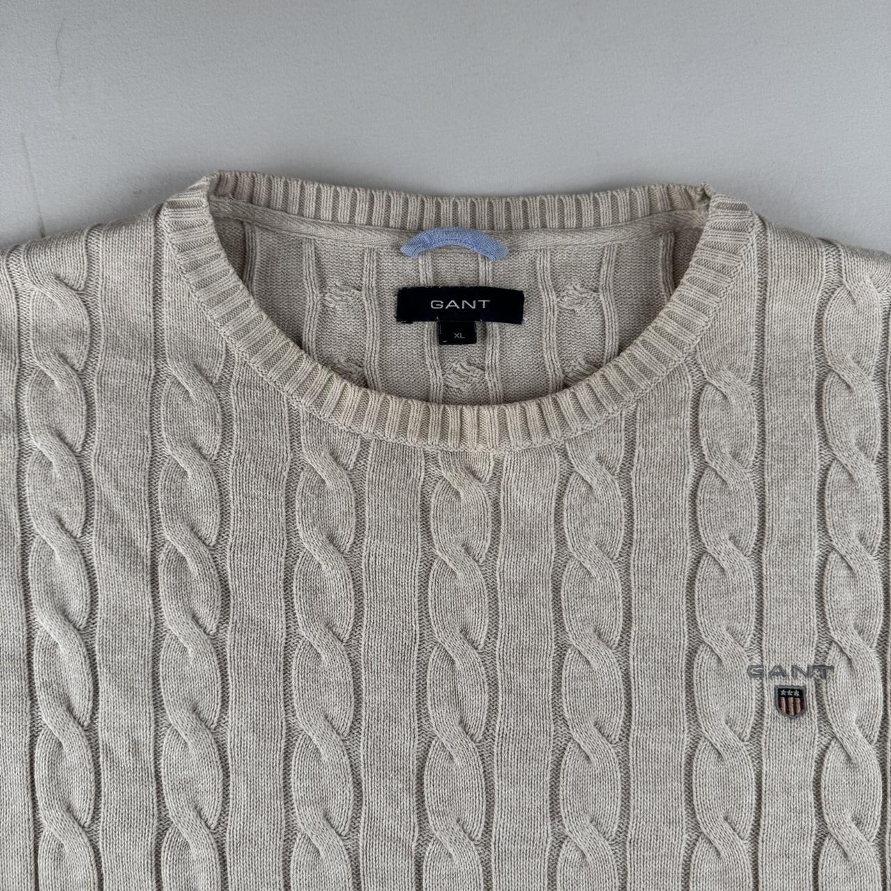 Gant Cotton Embroidered Spellout Cable Knit Jumper L