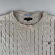 Gant Cotton Embroidered Spellout Cable Knit Jumper L