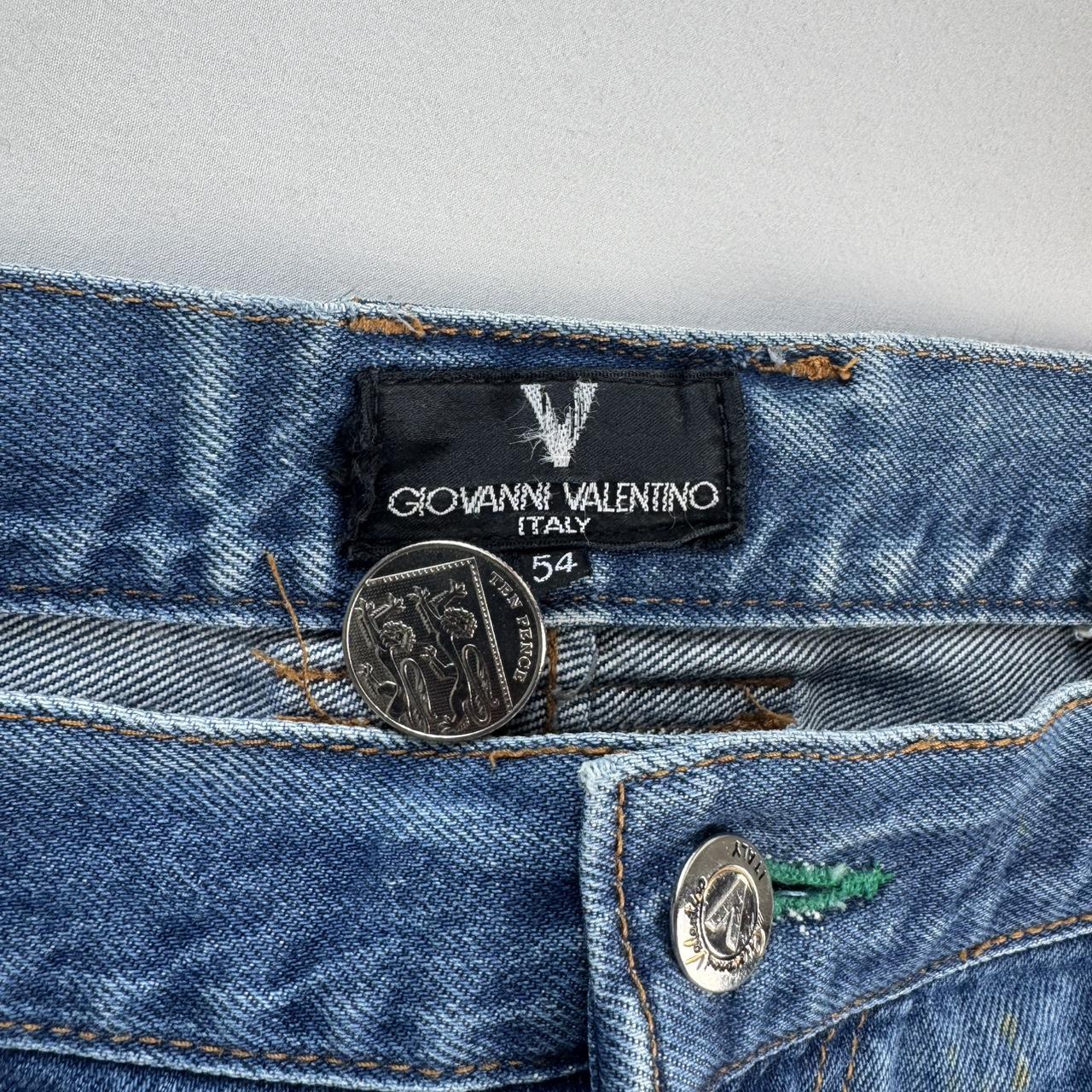 1990s Giovanni Valentino Graphic Embroidered Straight Leg Jeans 32W 30L