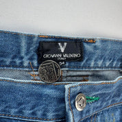 1990s Giovanni Valentino Graphic Embroidered Straight Leg Jeans 32W 30L