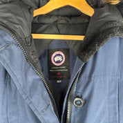 Canada Goose black Montebello jacket with logo patch and quilted design.