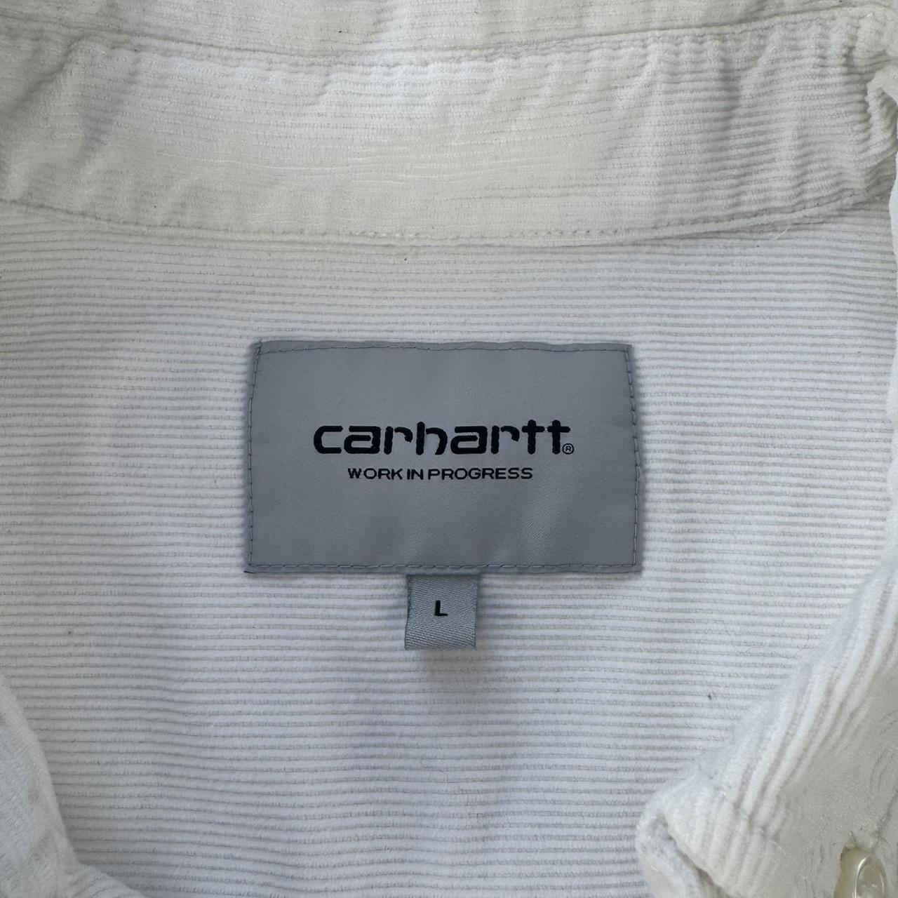 Carhartt WIP White and Green Corduroy Button Down Shirt L