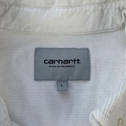 Carhartt WIP White and Green Corduroy Button Down Shirt L