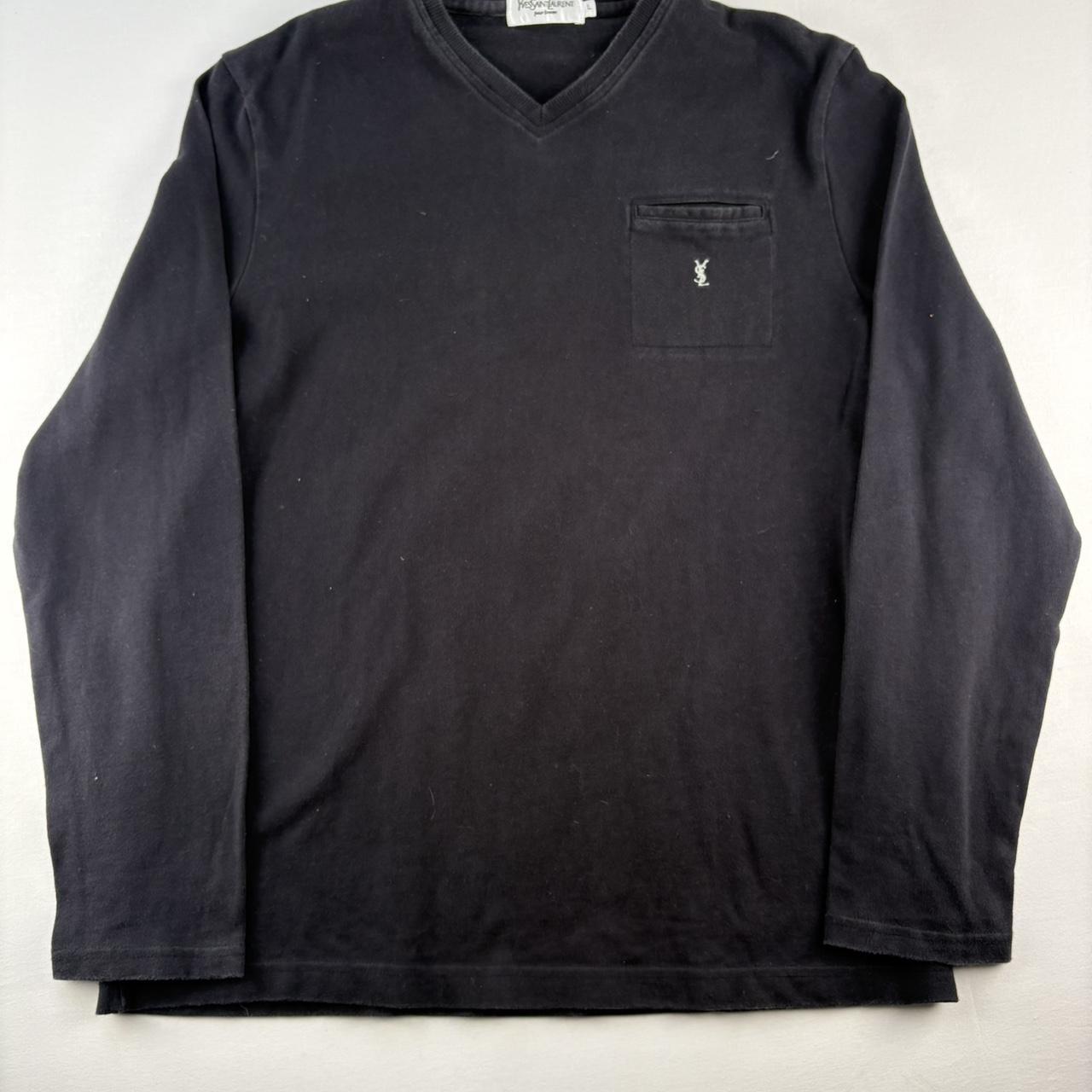 Yves Saint Laurent YSL Embroidered Logo V-Neck Jumper L