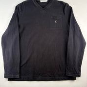 Yves Saint Laurent YSL Embroidered Logo V-Neck Jumper L