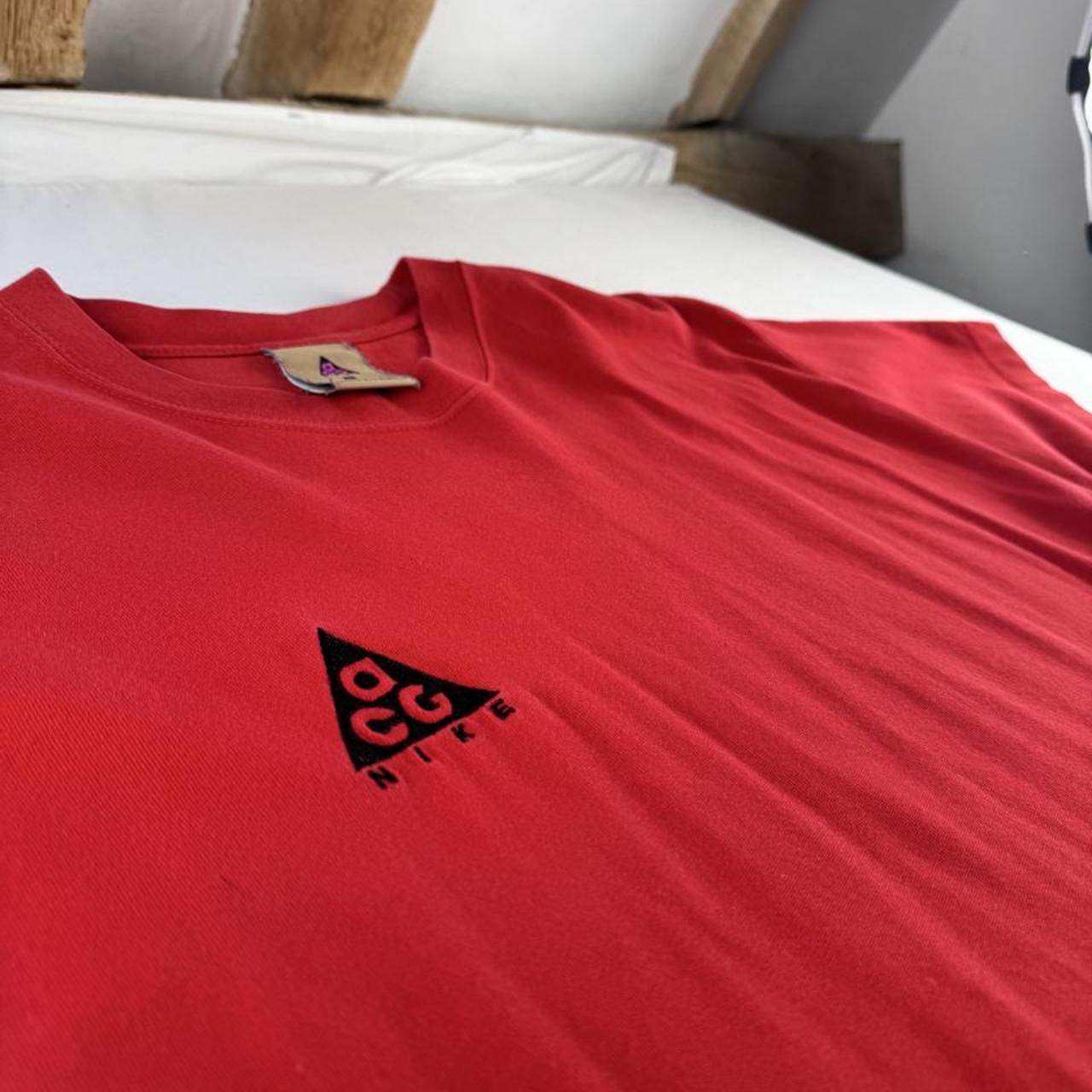 Red Nike ACG Embroidered Spellout T-Shirt S