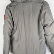 Canada Goose black Montebello parka jacket with fur-lined hood and logo patch.