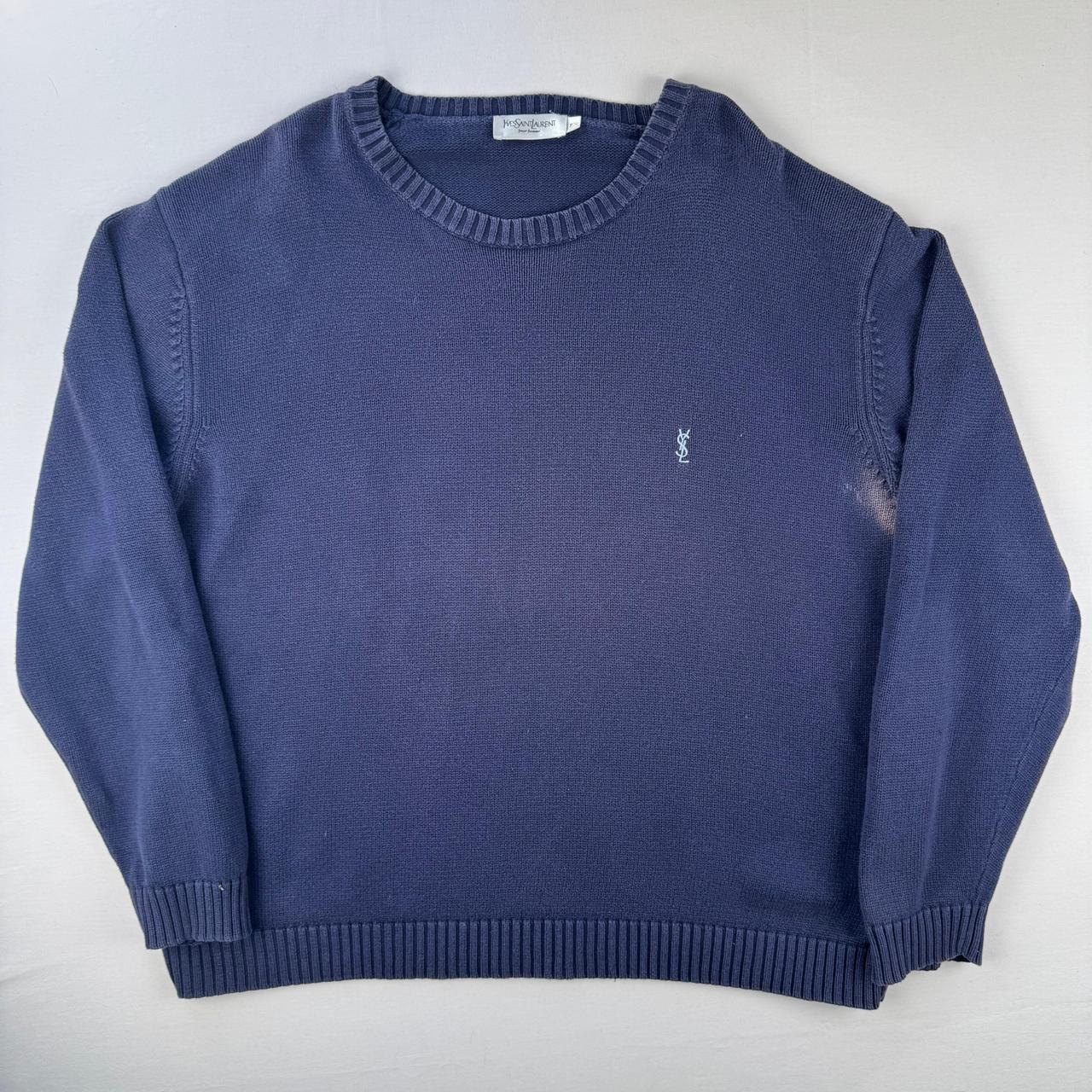 Yves Saint Laurent Crewneck Knit Sweater in Navy Size XL