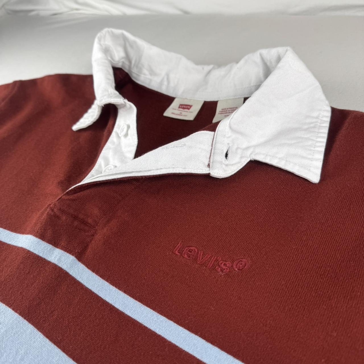 Levi's Embroidered Spellout Striped Rugby Polo Shirt M