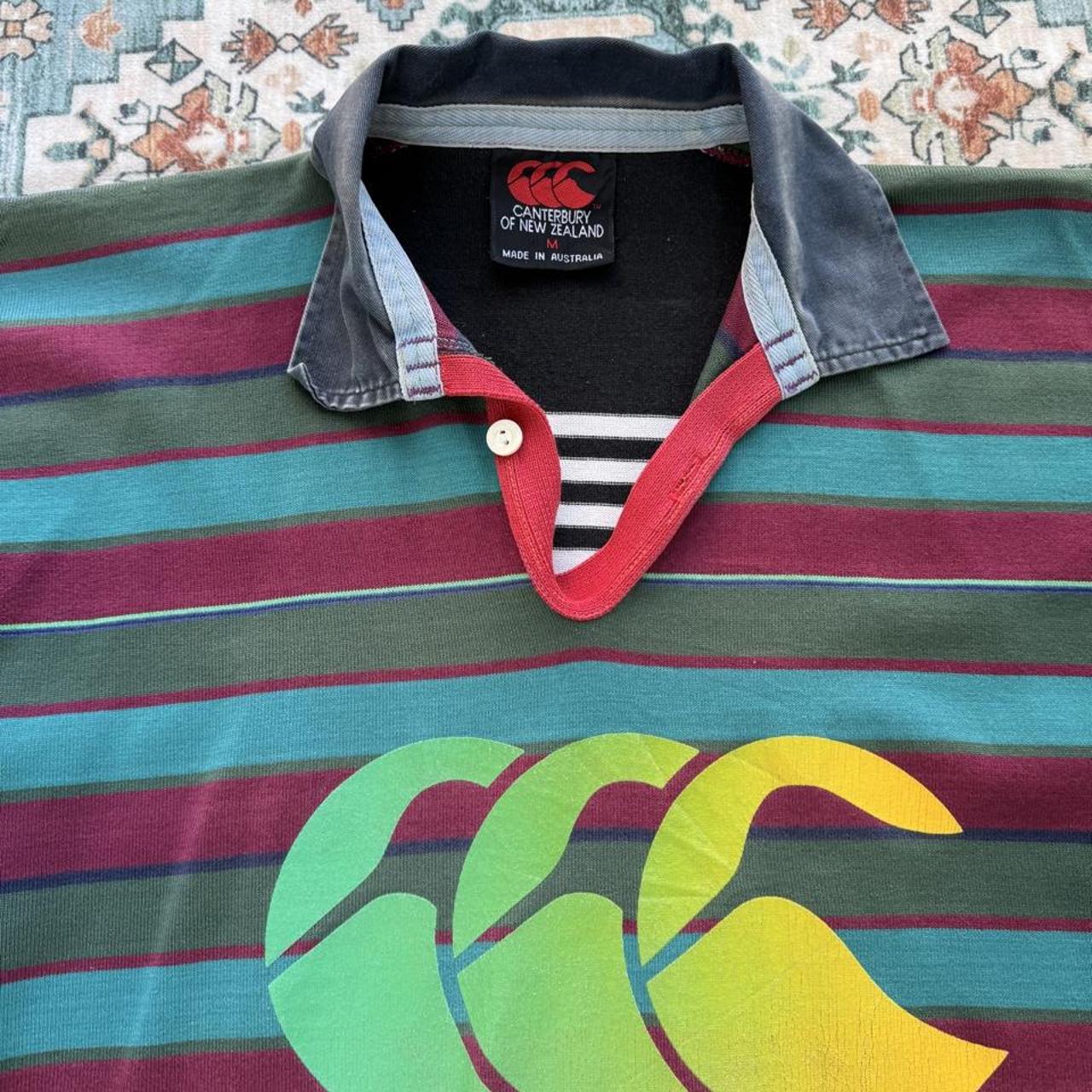 Canterbury multi rugby polo with thick fabric and embroidered logo.