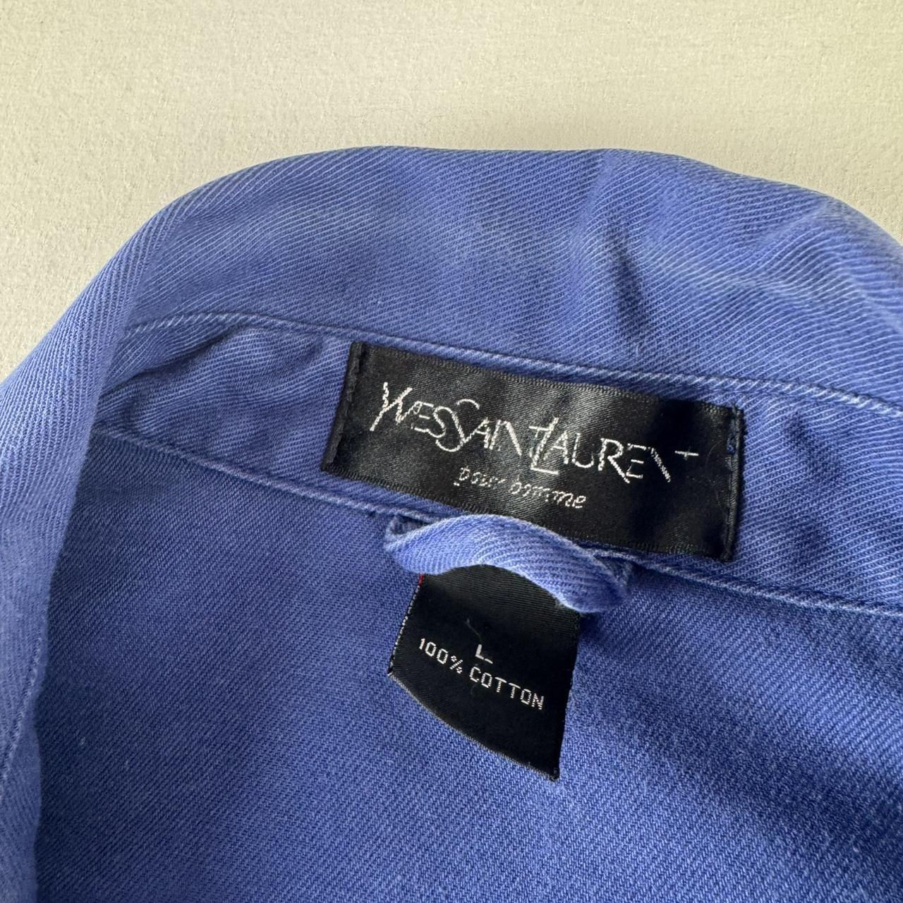 Early 2000s Yves Saint Laurent YSL Embroidered Logo Cotton Harrington Jacket L